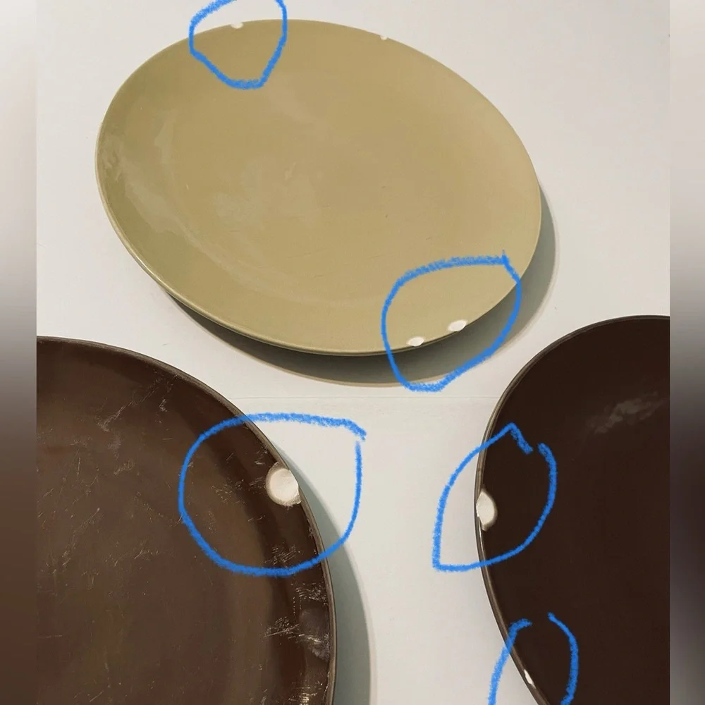 Pottery Barn Set of 3 Dinner round Plate 10 3/4” Brown/ Cream
